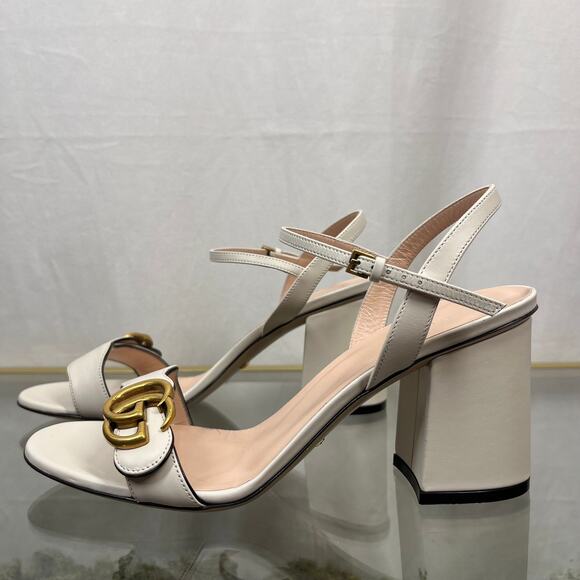GUCCI GG Marmont White Heels Sandals SZ 38.5 - Picture 6 of 11